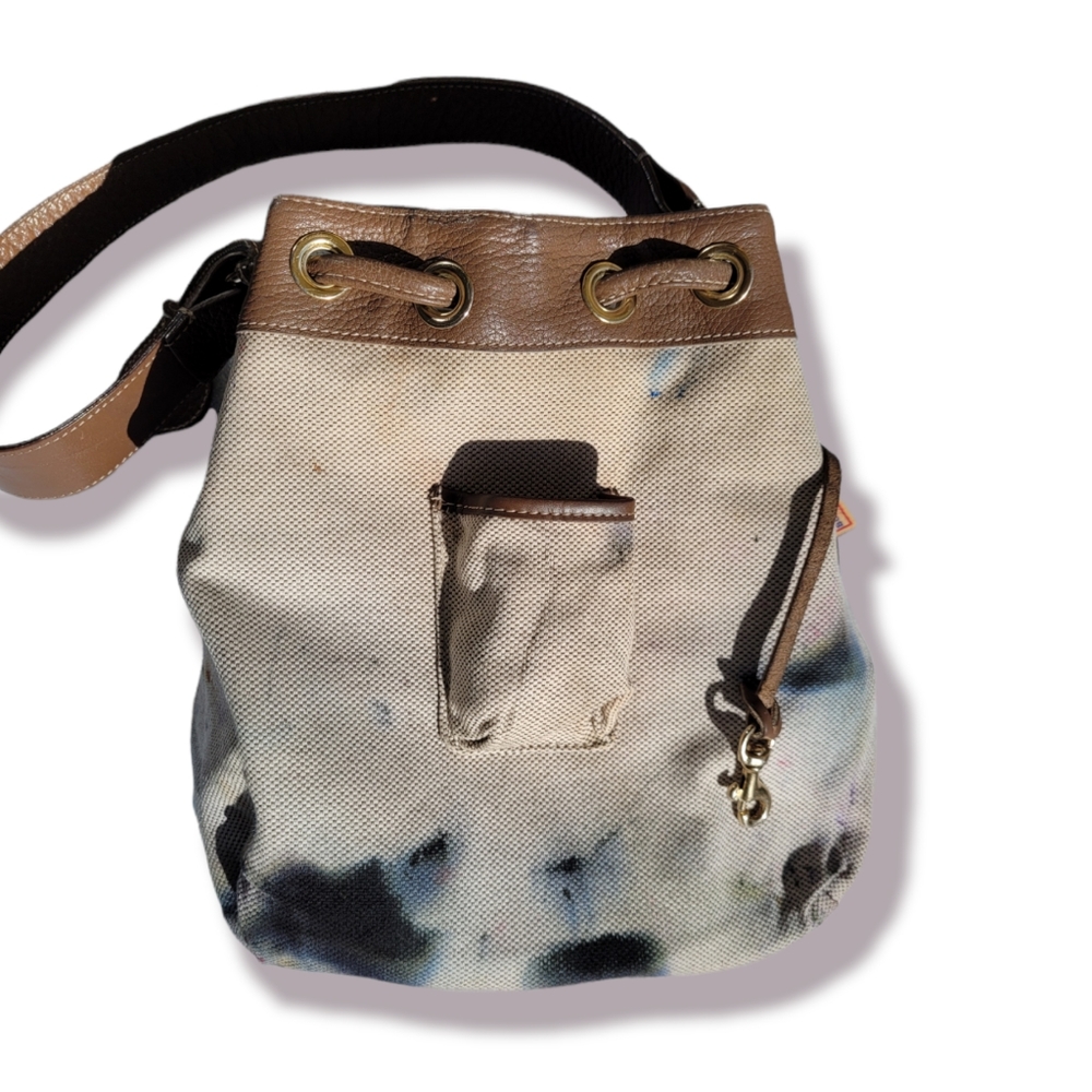 Dooney & Bourke Vintage Tan Drawstring Bucket Shoulder Bag - Picture 13 of 16